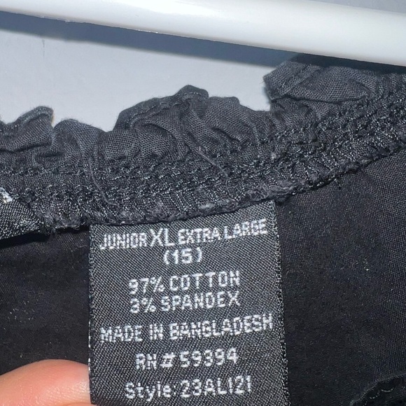 No Boundaries Y2K Babydoll Black Blouse with Lace Up front XL - Picture 4 of 7